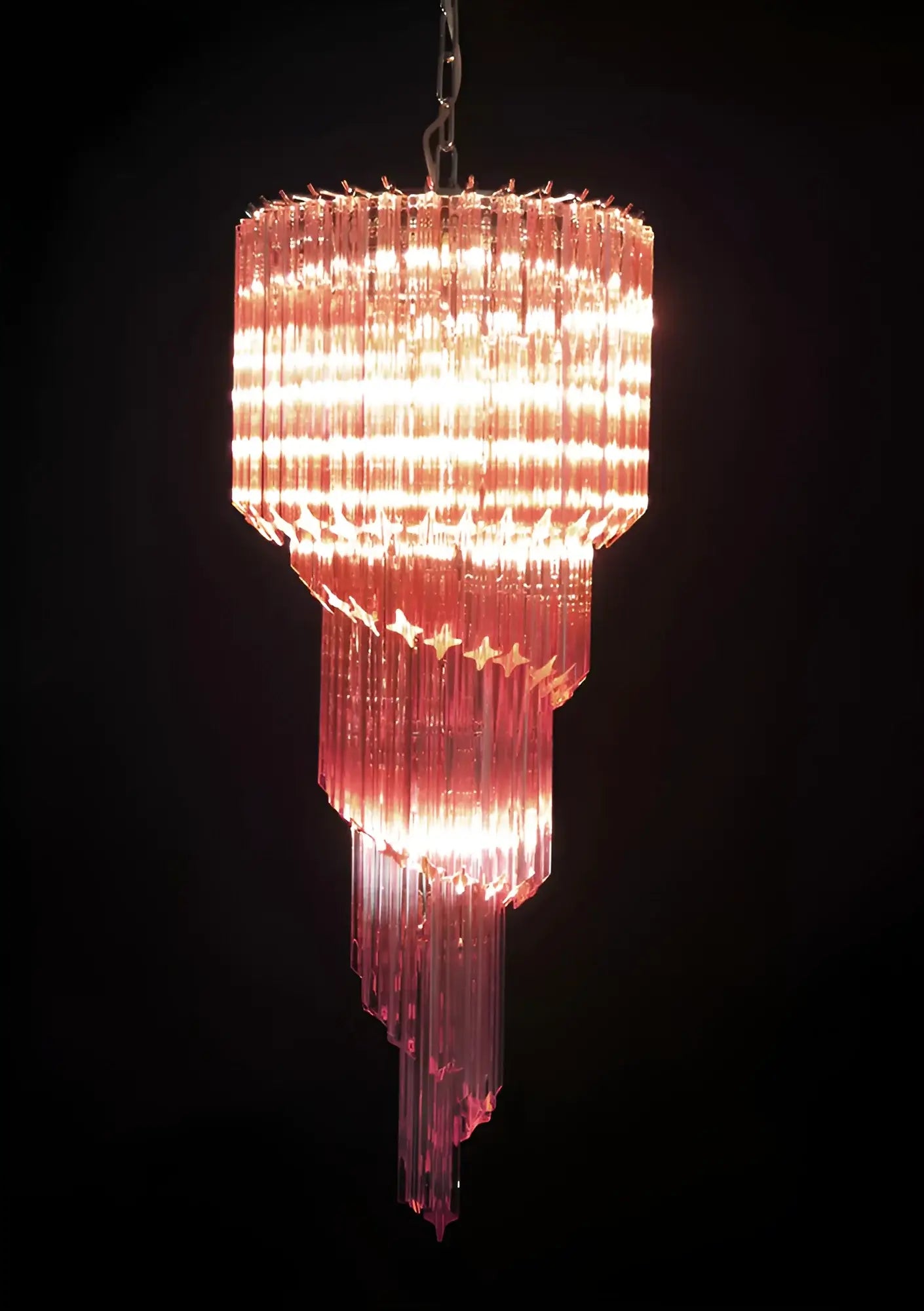 Murano Spiral Pink Prism Glass Chandelier