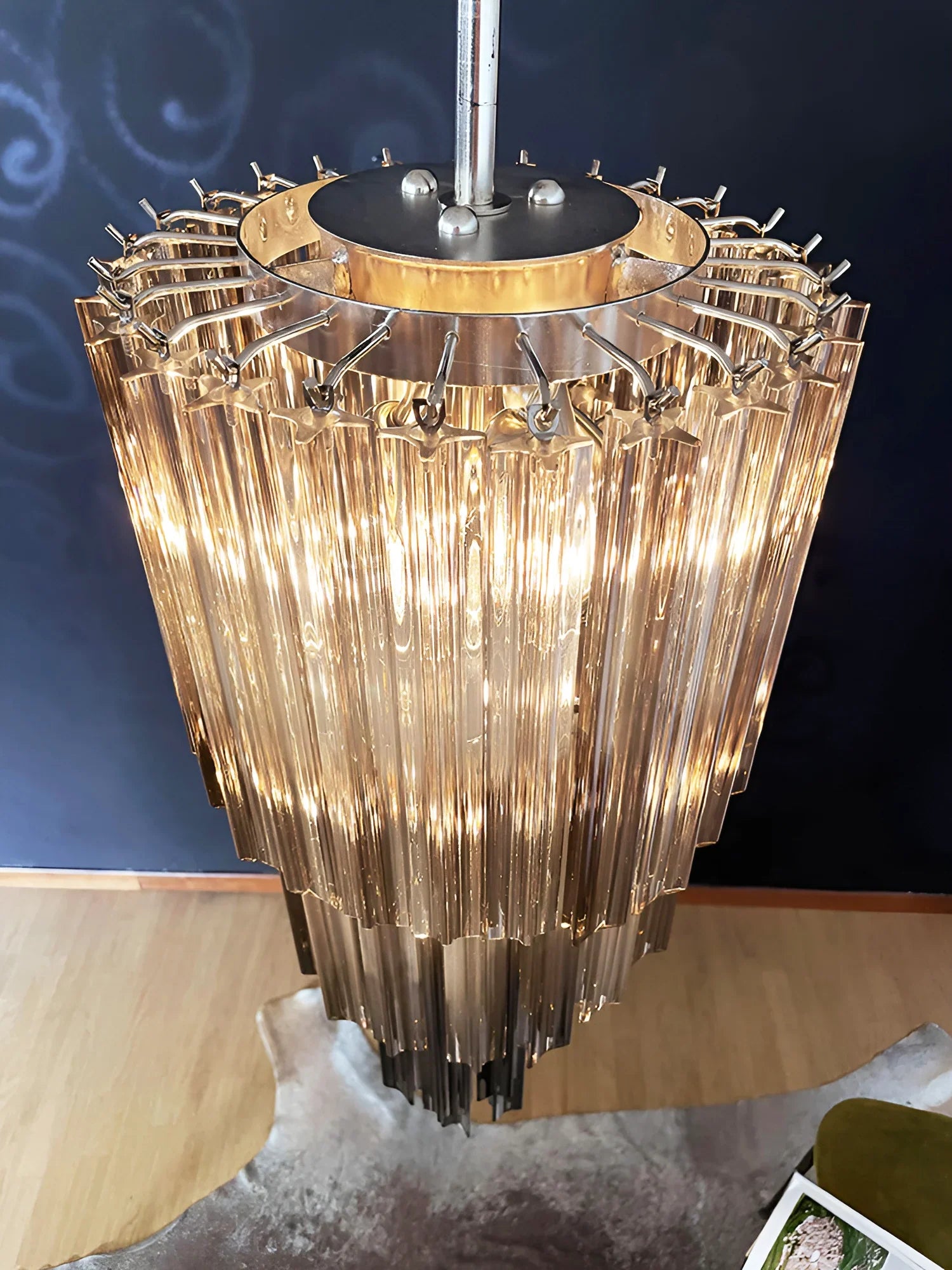 Murano Spiral Prisms Smoked Chandelier