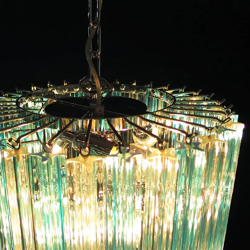 Murano Spiral Transparent Blue Prism Glass Chandelier