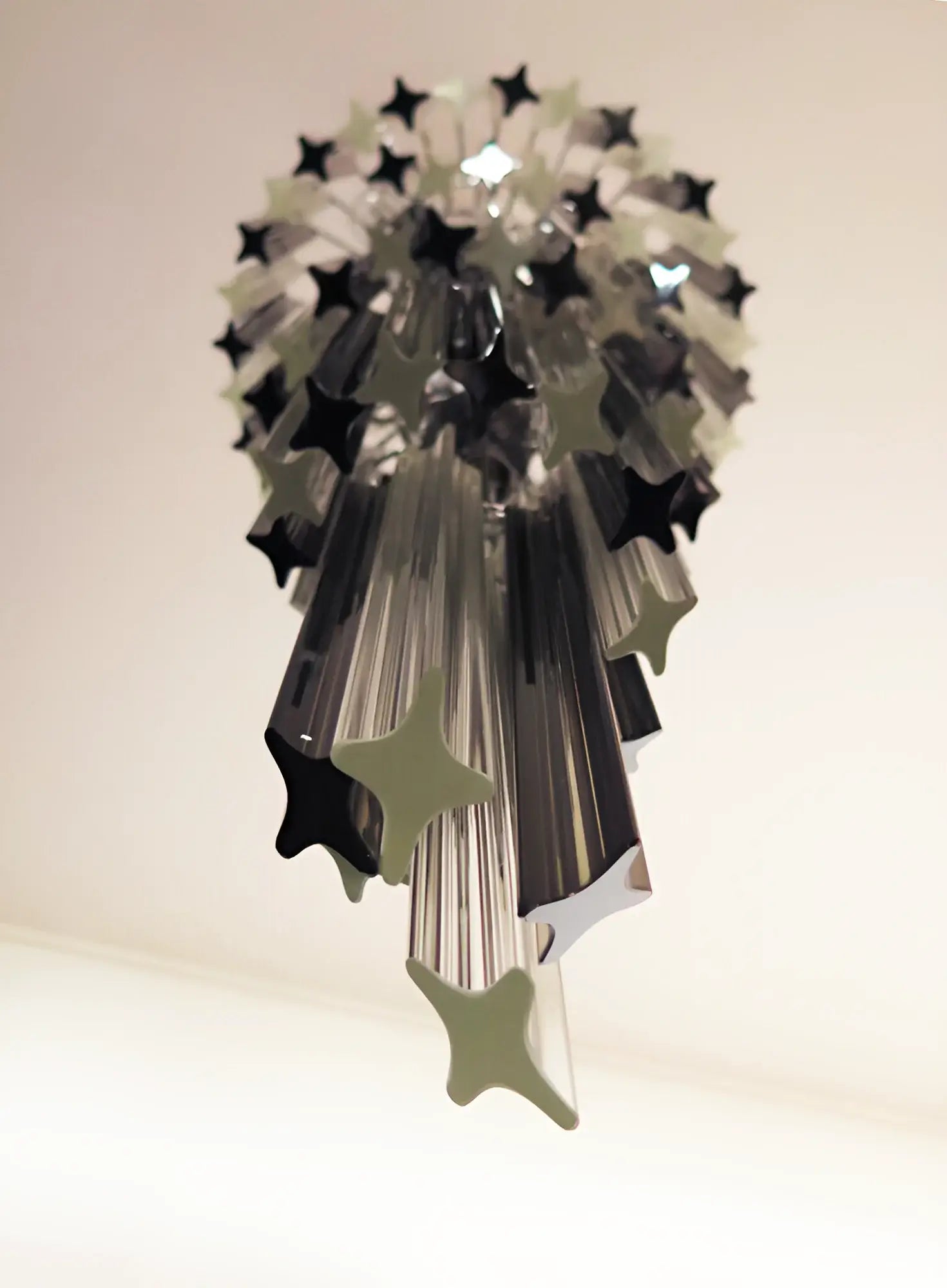 Murano Spiral Transparent Smoked Prism Glass Chandelier