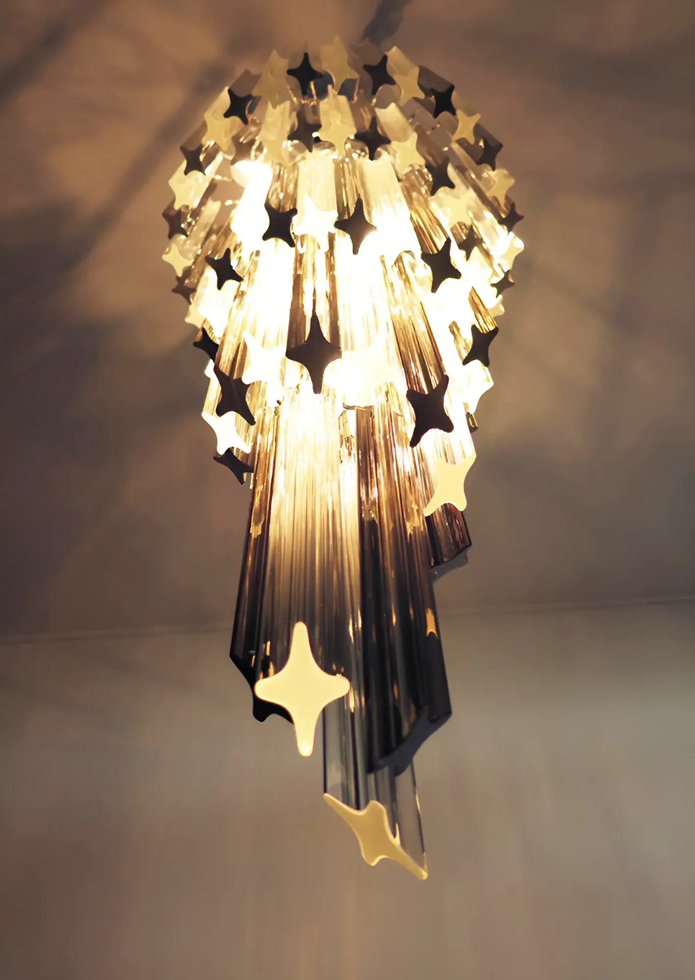 Murano Spiral Transparent Smoked Prism Glass Chandelier