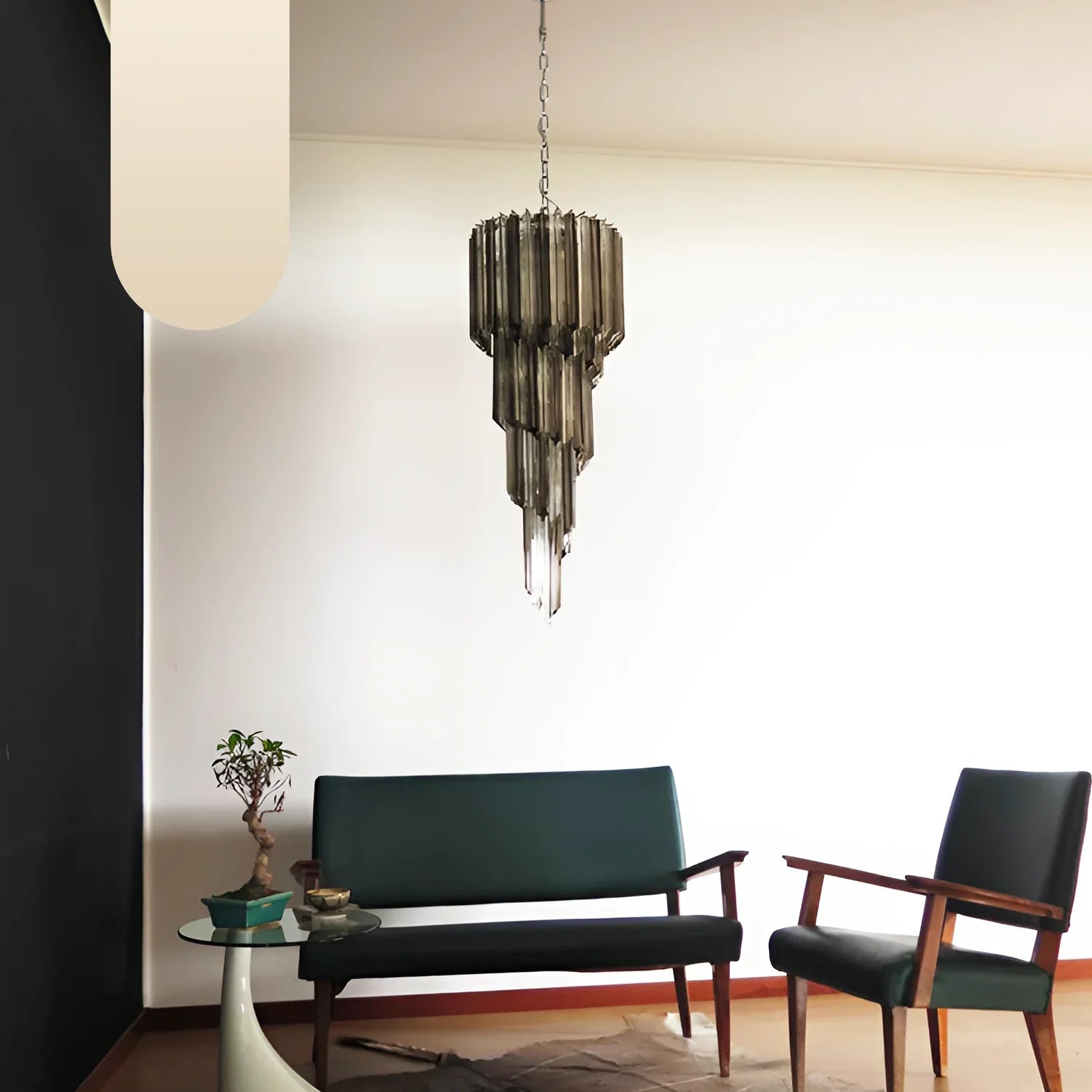 Murano Spiral Transparent Smoked Prism Glass Chandelier