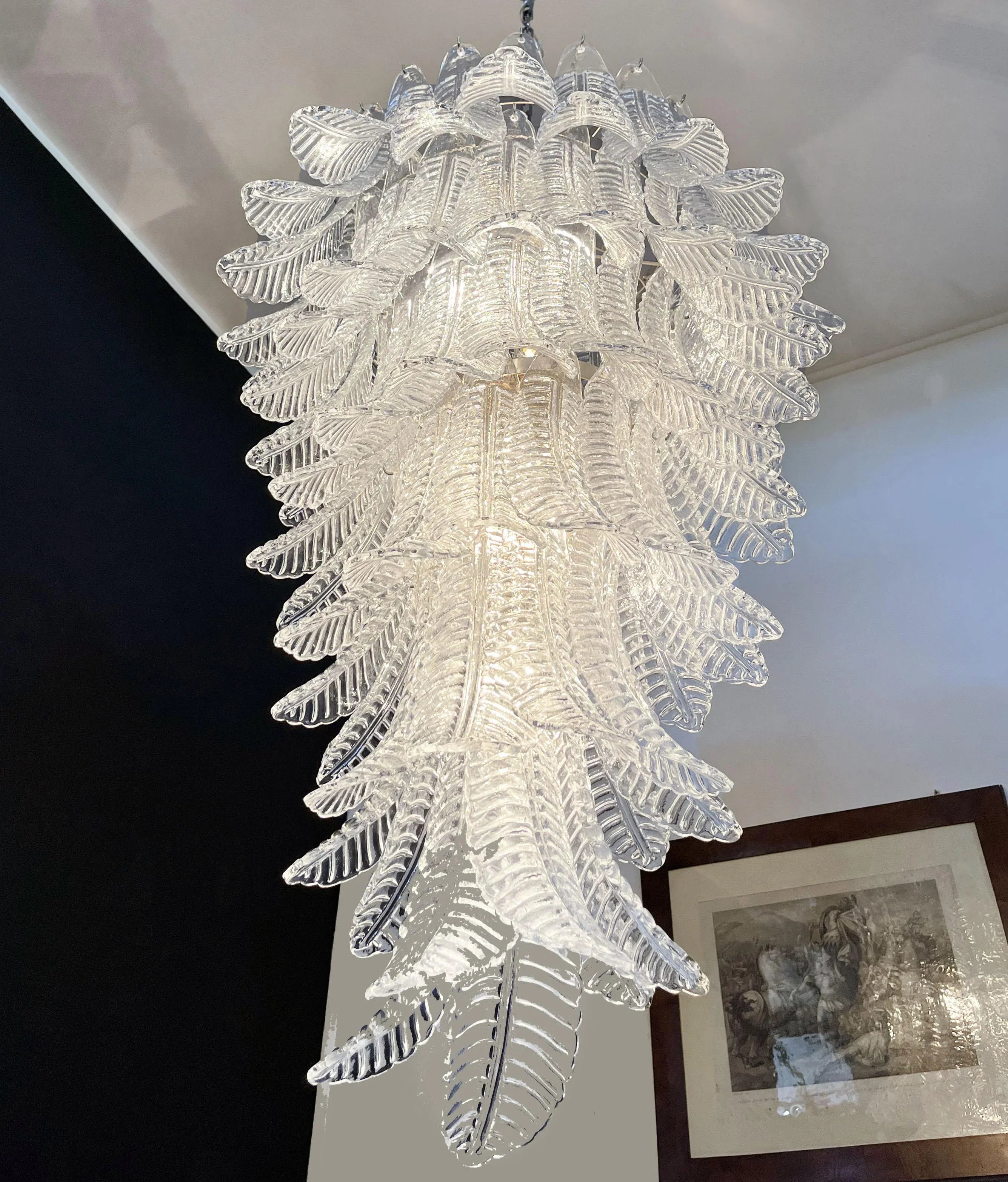 Murano Transparent Felch Spiral Chandelier 27.5"