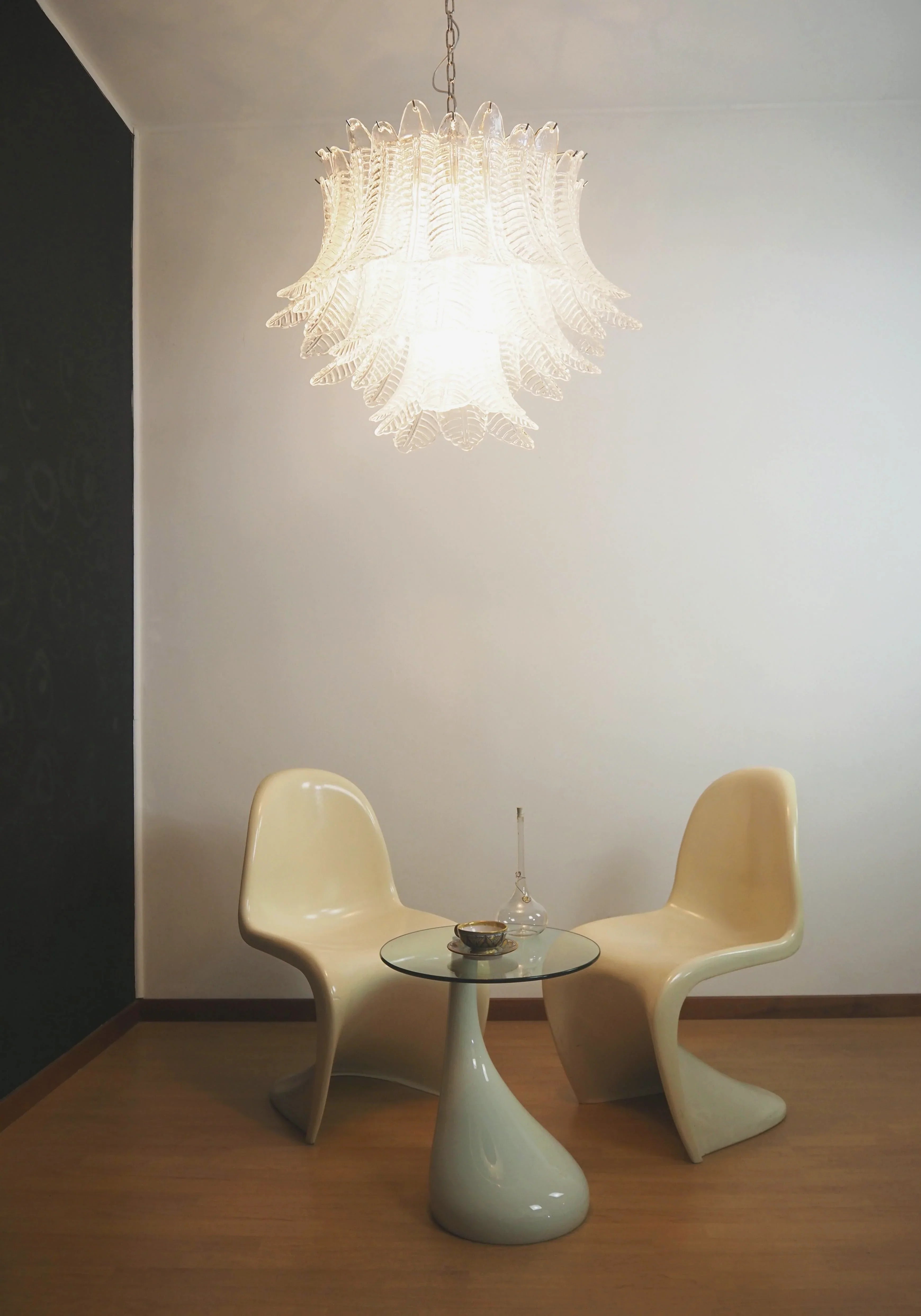 Murano Transparent Ferns Glass Chandelier 31.5"