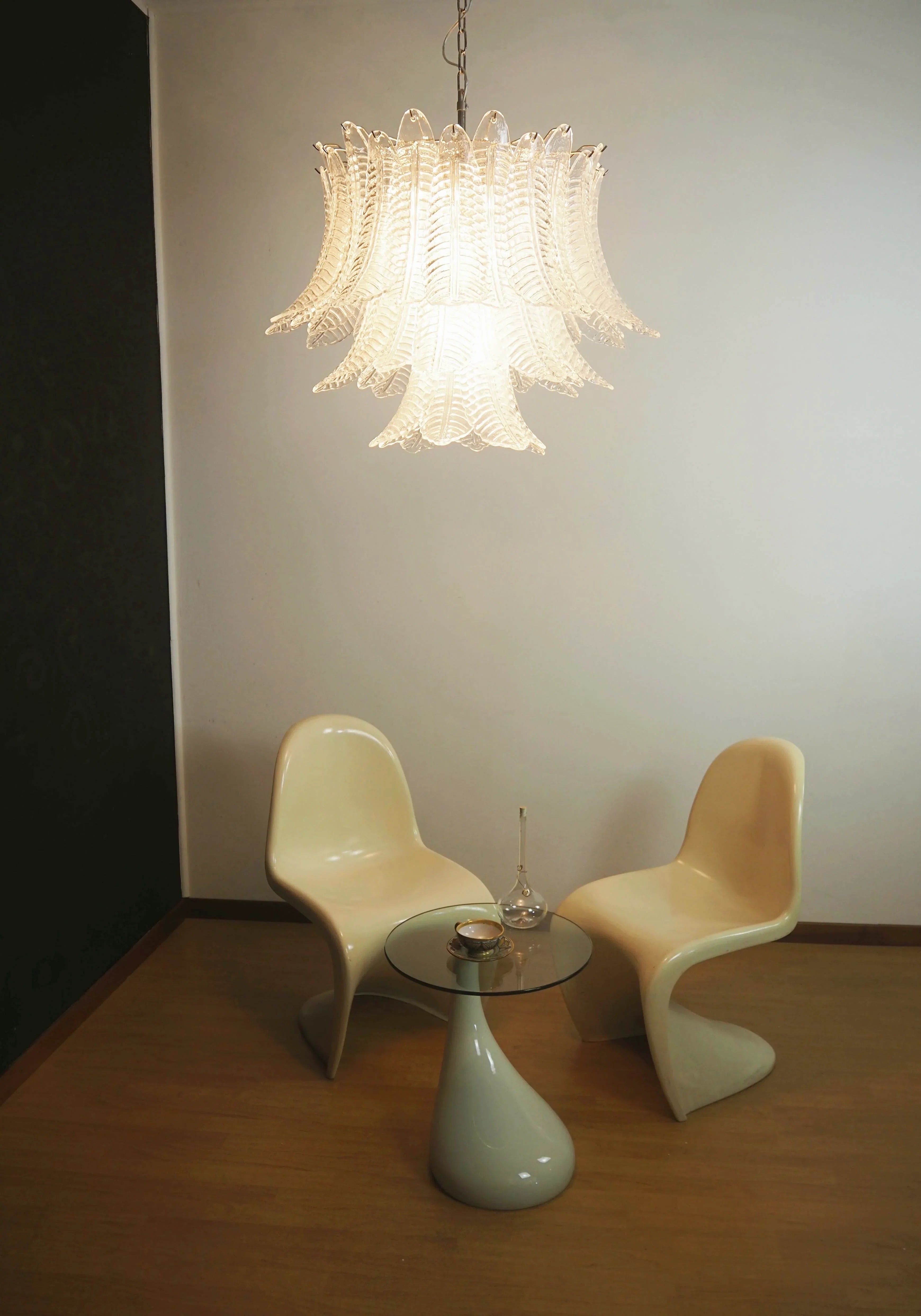 Murano Transparent Ferns Glass Chandelier 31.5"