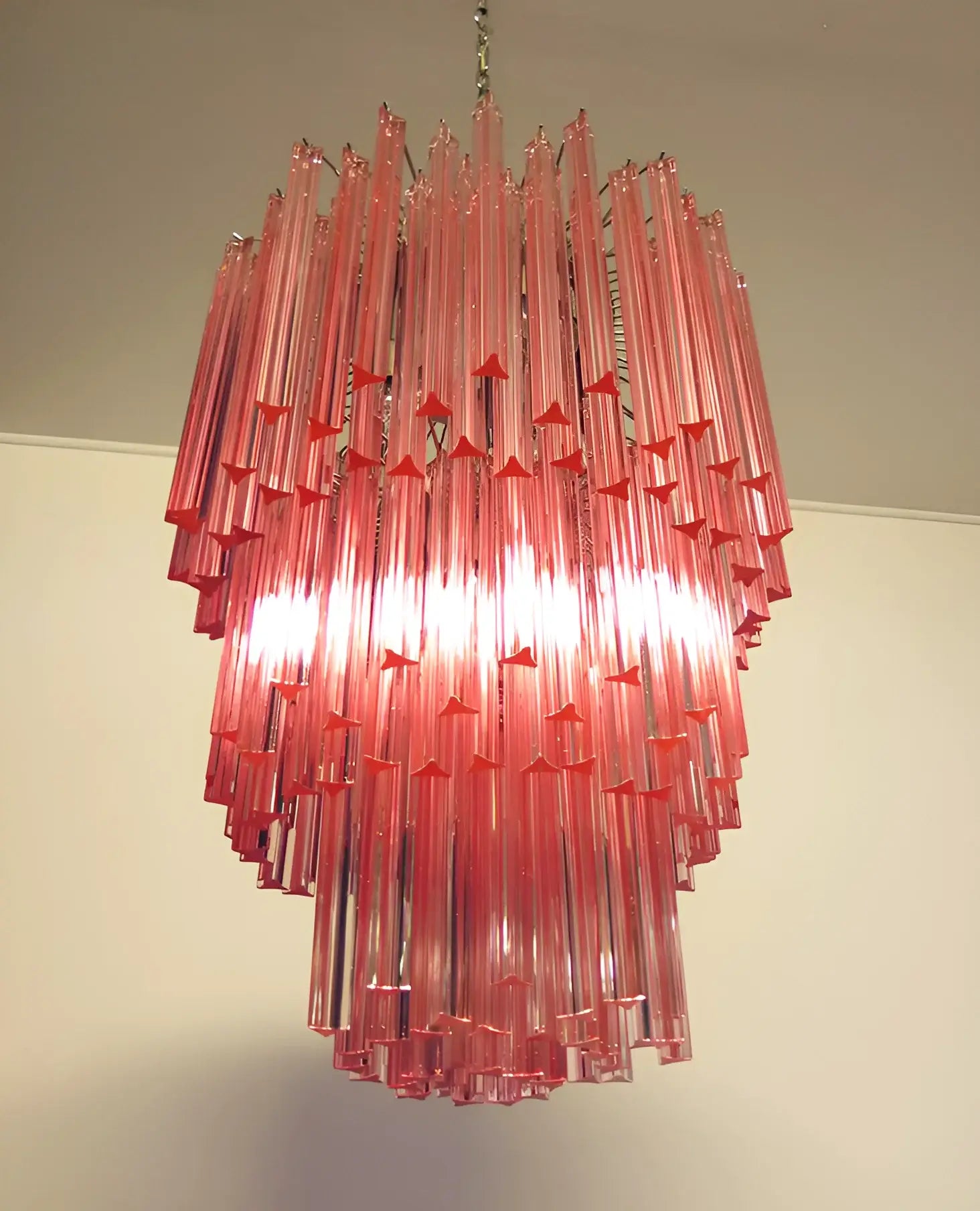 Murano Triedri Prisms Pink Chandelier