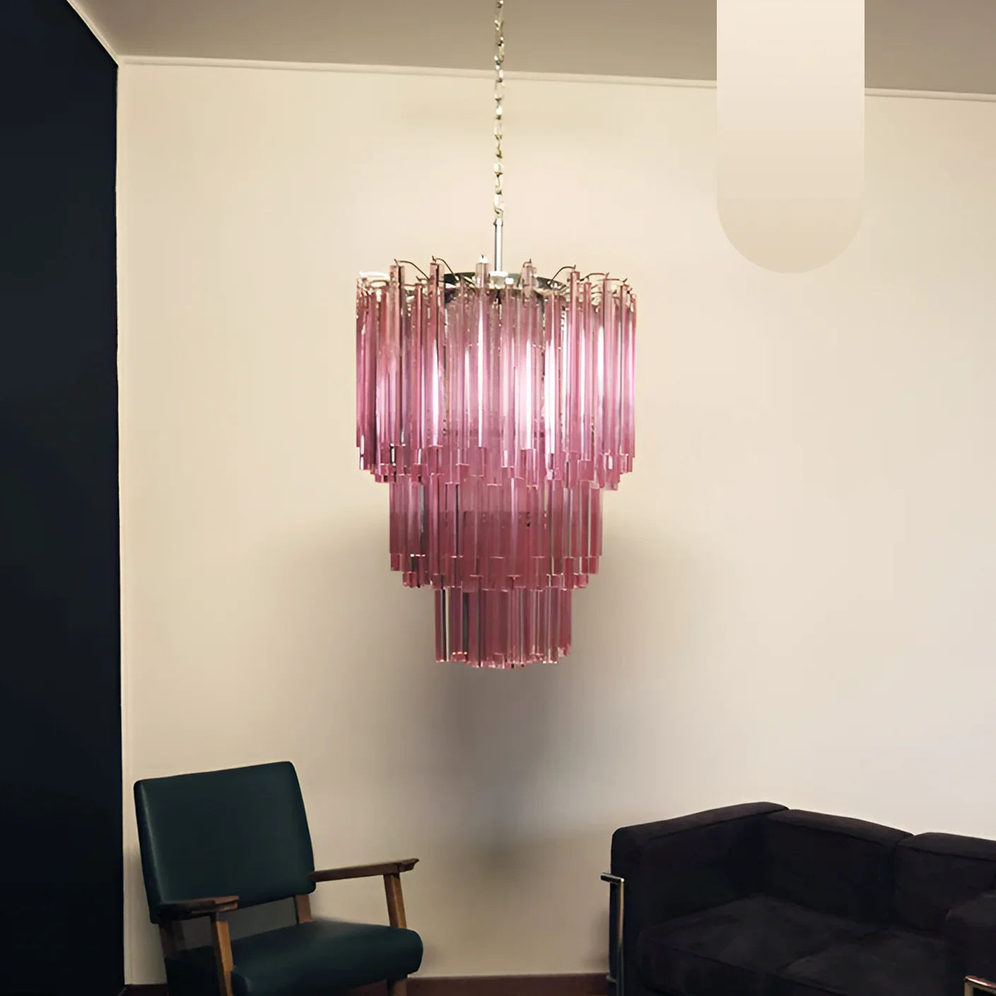 Murano Triedri Prisms Pink Chandelier