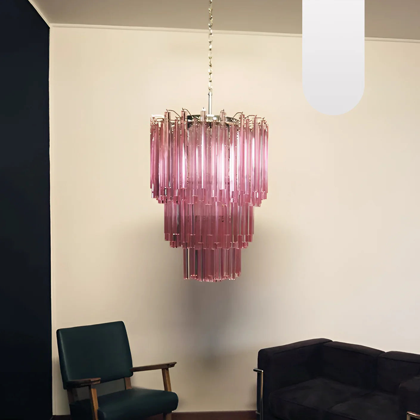 Murano Triedri Prisms Pink Chandelier