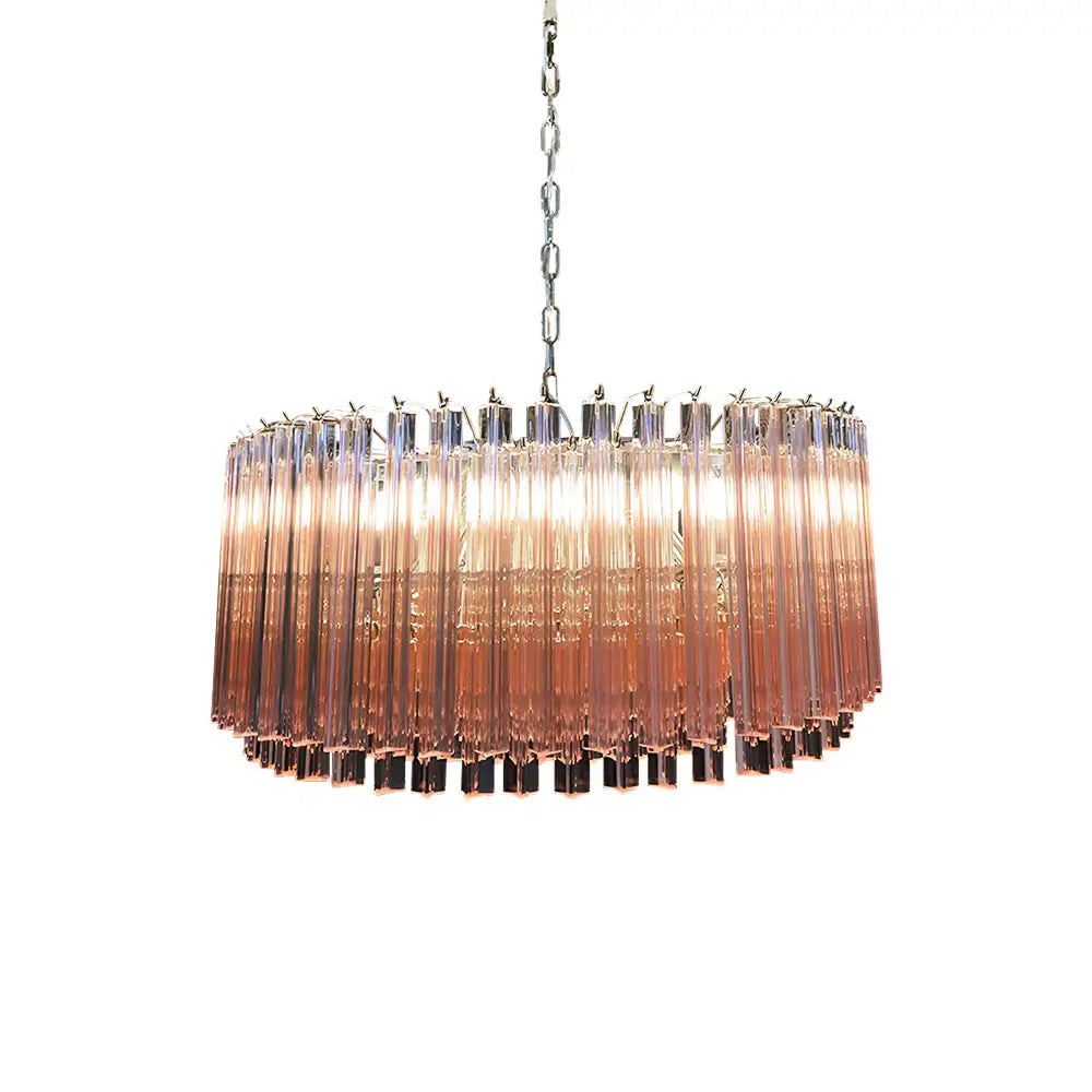 Murano Triedri Round Prisms Pink Chandelier 29.5"