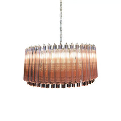 Murano Triedri Round Prisms Pink Chandelier 29.5"