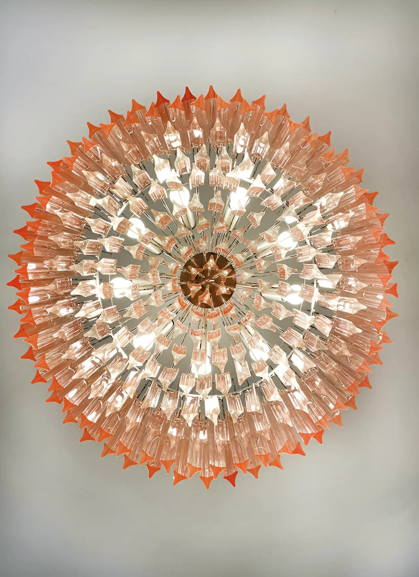Murano Triedri Round Prisms Pink Chandelier 29.5"