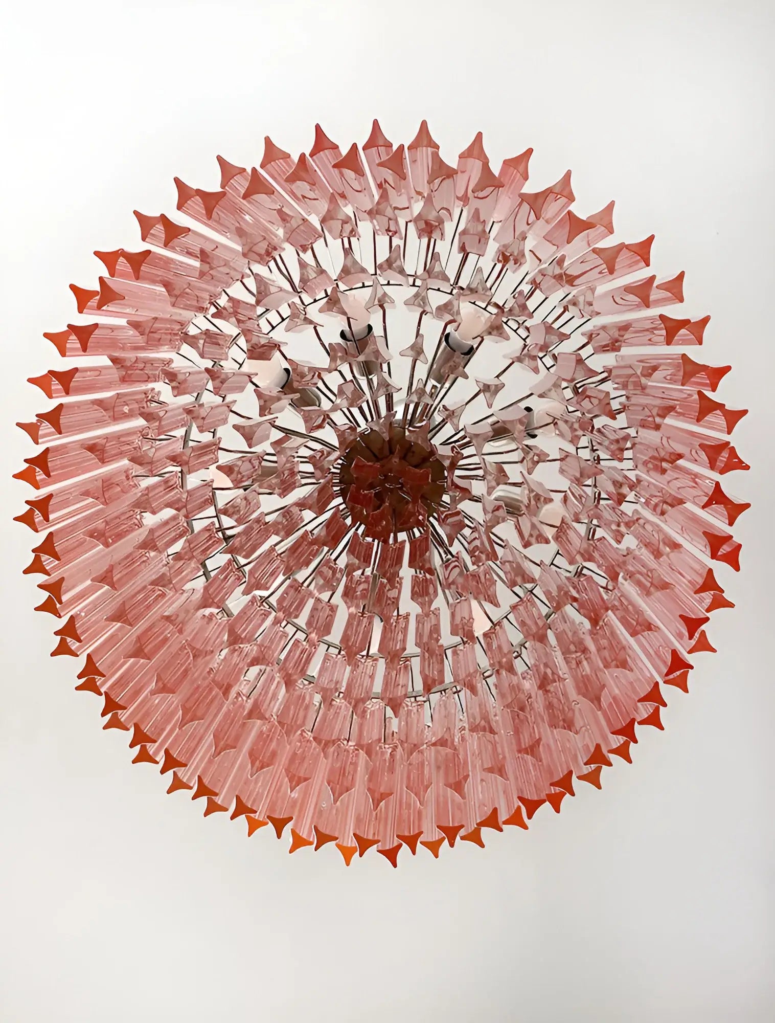 Murano Triedri Round Prisms Pink Chandelier 29.5"