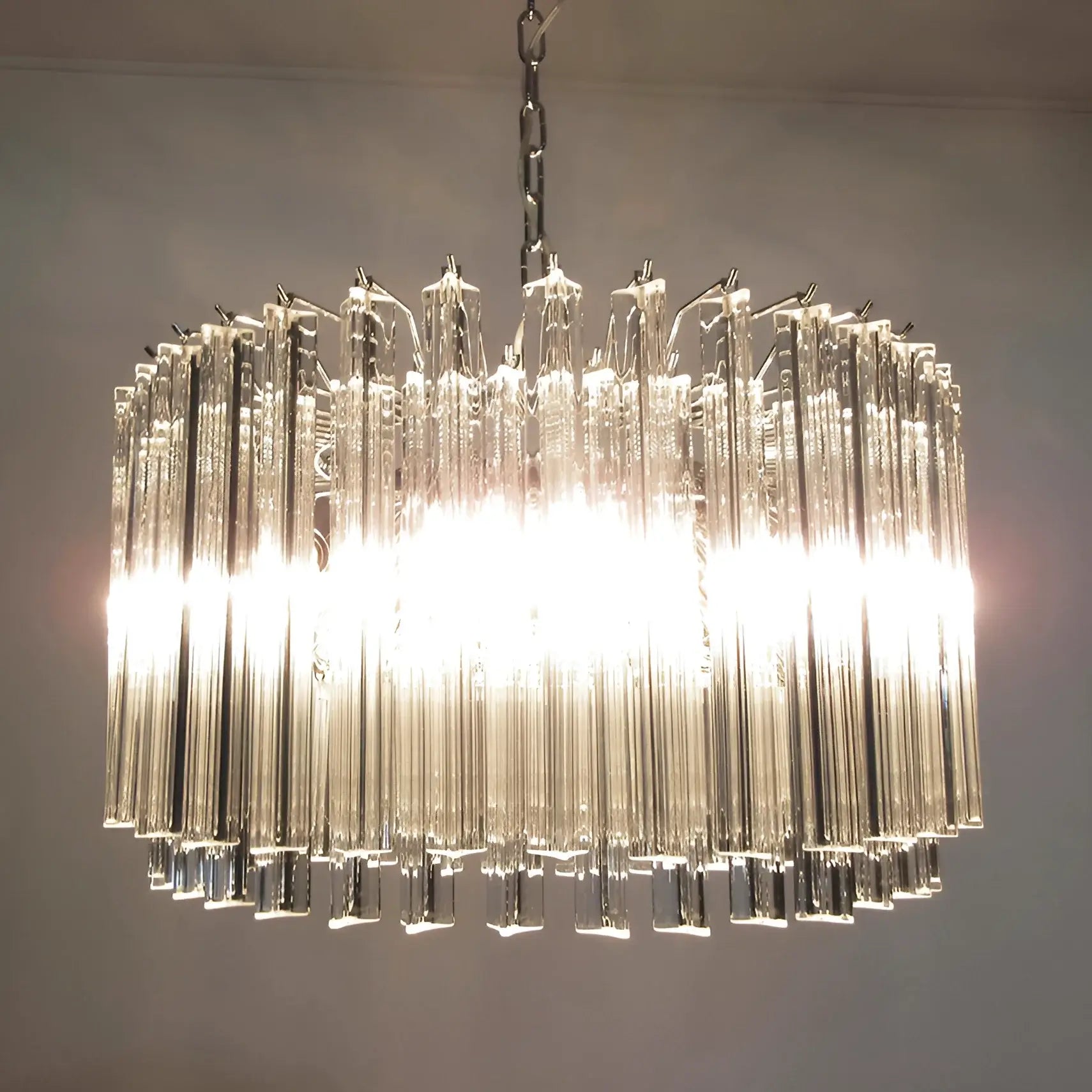 Murano Triedri Round Prisms Transparent Chandelier