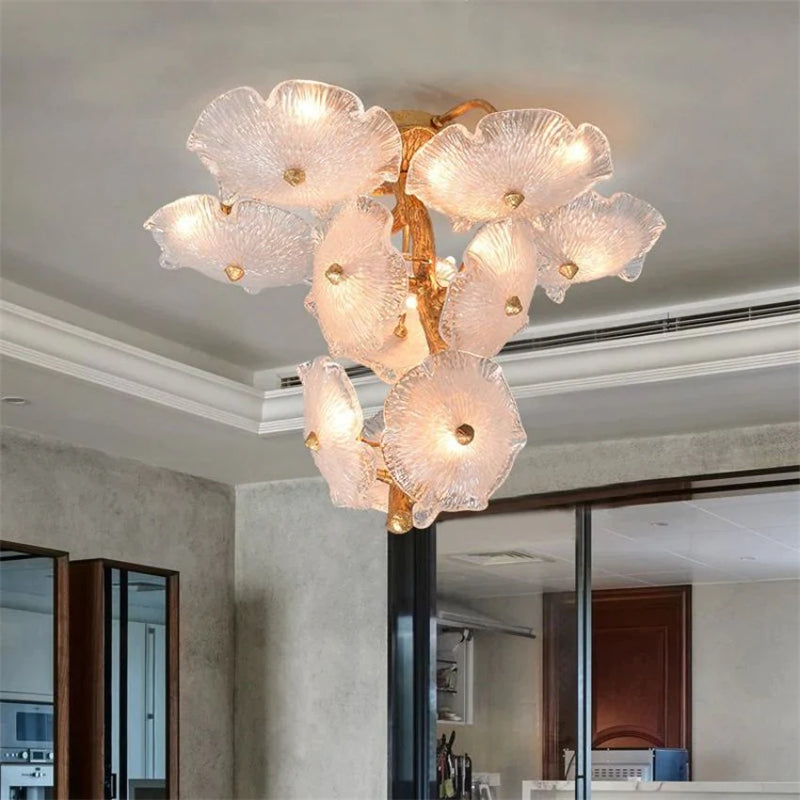 Leaf glass flower Ceiling Chandelier