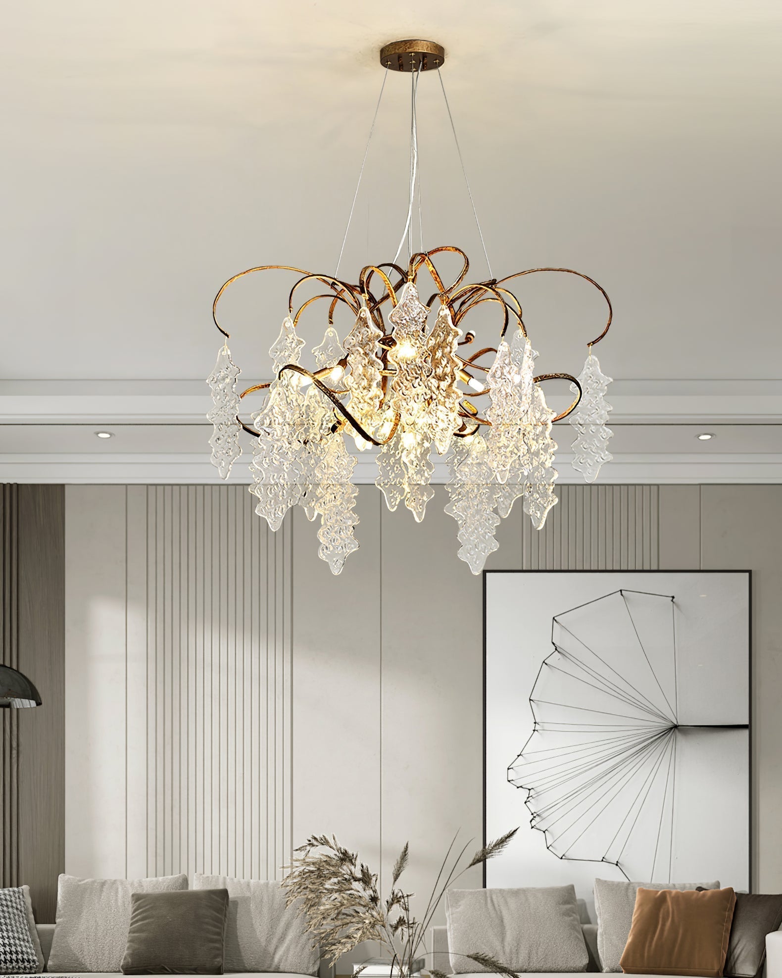 Kyle Luxury Niagara Round Glass Chandelier 23.6" 35.5"D