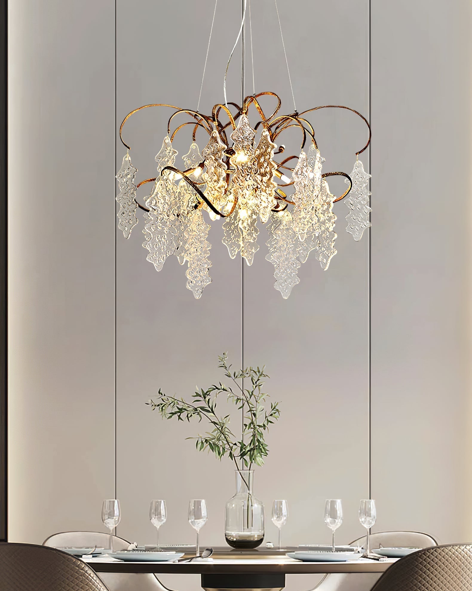 Kyle Luxury Niagara Round Glass Chandelier 23.6" 35.5"D