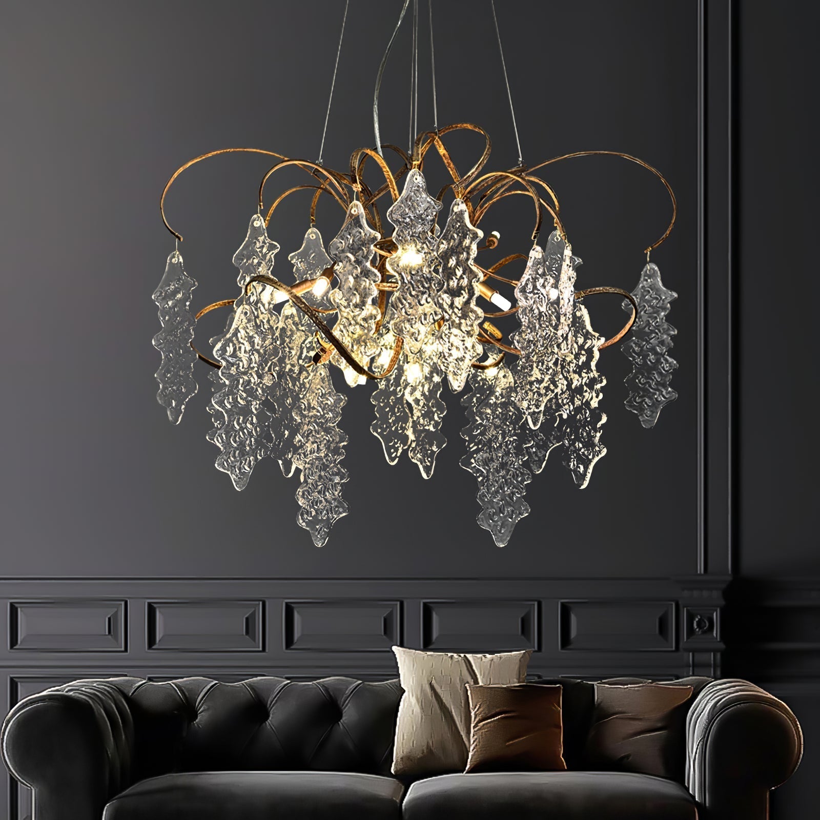 Kyle Luxury Niagara Round Glass Chandelier 23.6" 35.5"D
