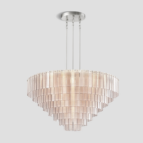 Cuirass Round Ribbed Glass Tile Chandelier Collection