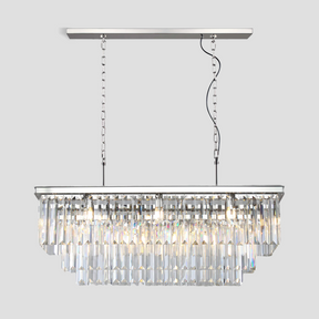 3-Tier Odeon Crystal Fringe Rectangular Chandelier