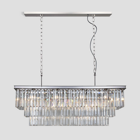 3-Tier Odeon Crystal Fringe Rectangular Chandelier