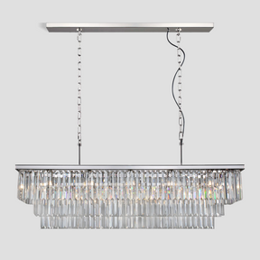 3-Tier Odeon Crystal Fringe Rectangular Chandelier