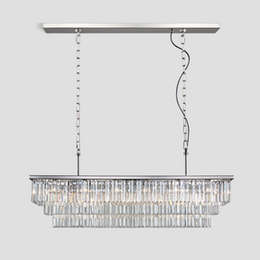 3-Tier Odeon Crystal Fringe Rectangular Chandelier