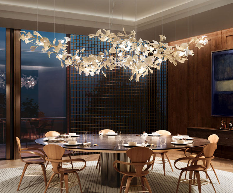 Ceramic Ginkgo Luxury Bloomwave Length Chandelier L59" L108" L118" L130"