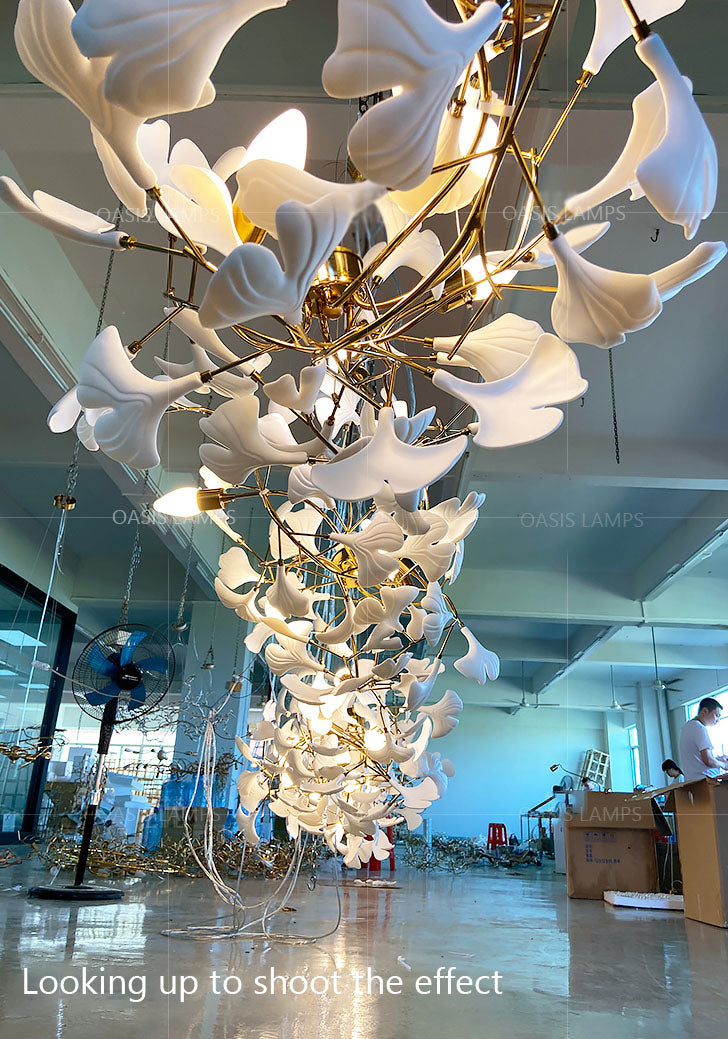 Ceramic Ginkgo Luxury Bloomwave Length Chandelier L59" L108" L118" L130"