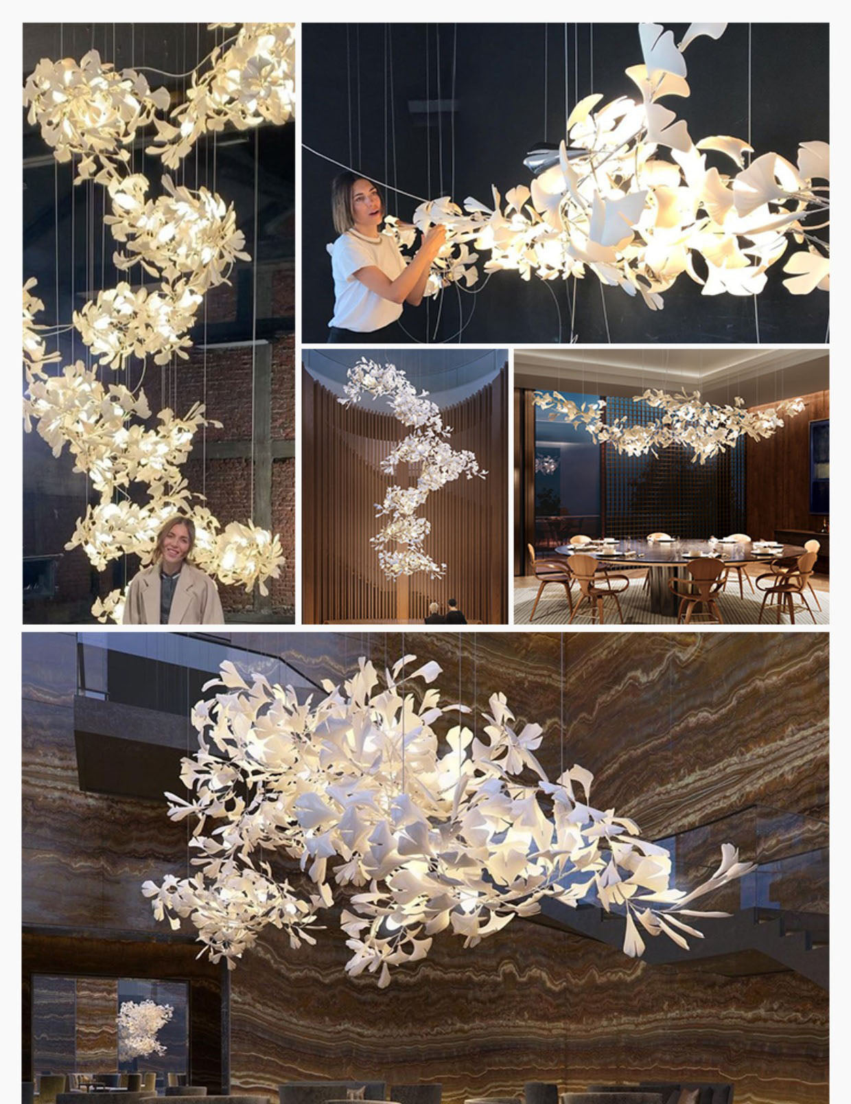 Ceramic Ginkgo Luxury Bloomwave Length Chandelier L59" L108" L118" L130"