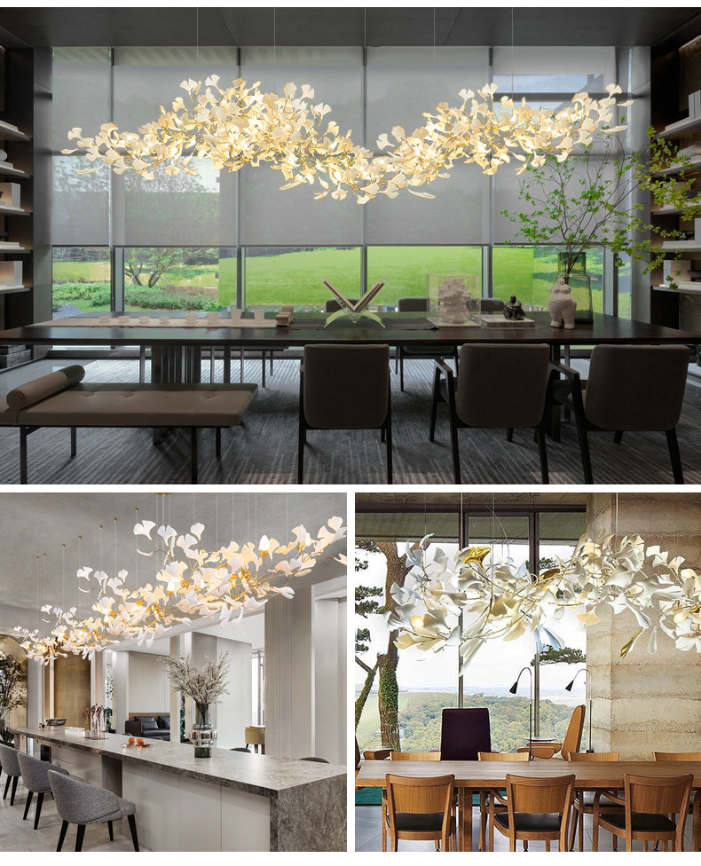 Ceramic Ginkgo Luxury Bloomwave Length Chandelier L59" L108" L118" L130"