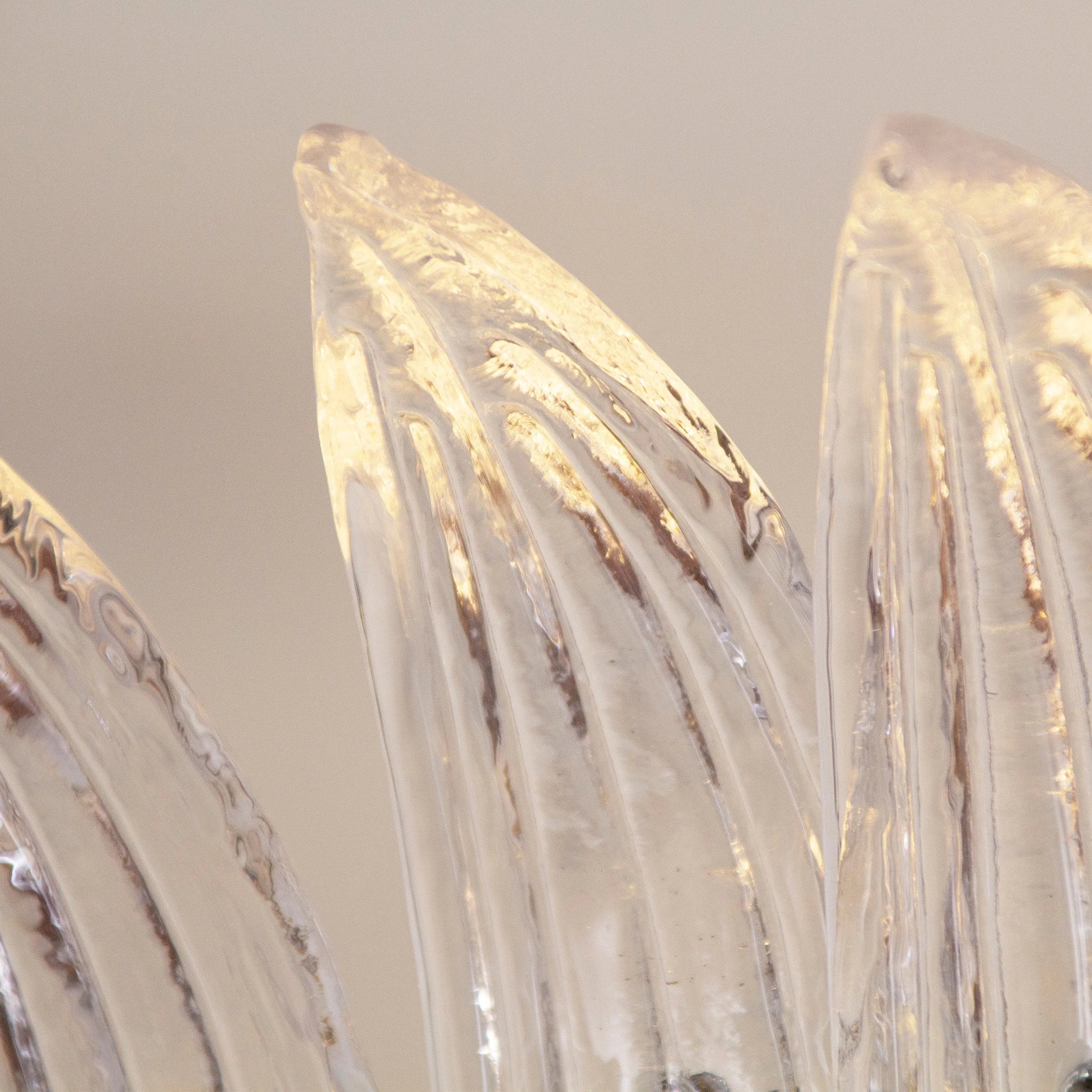 Palm Leaves Murano Transparent Glass Chandelier 35.4"