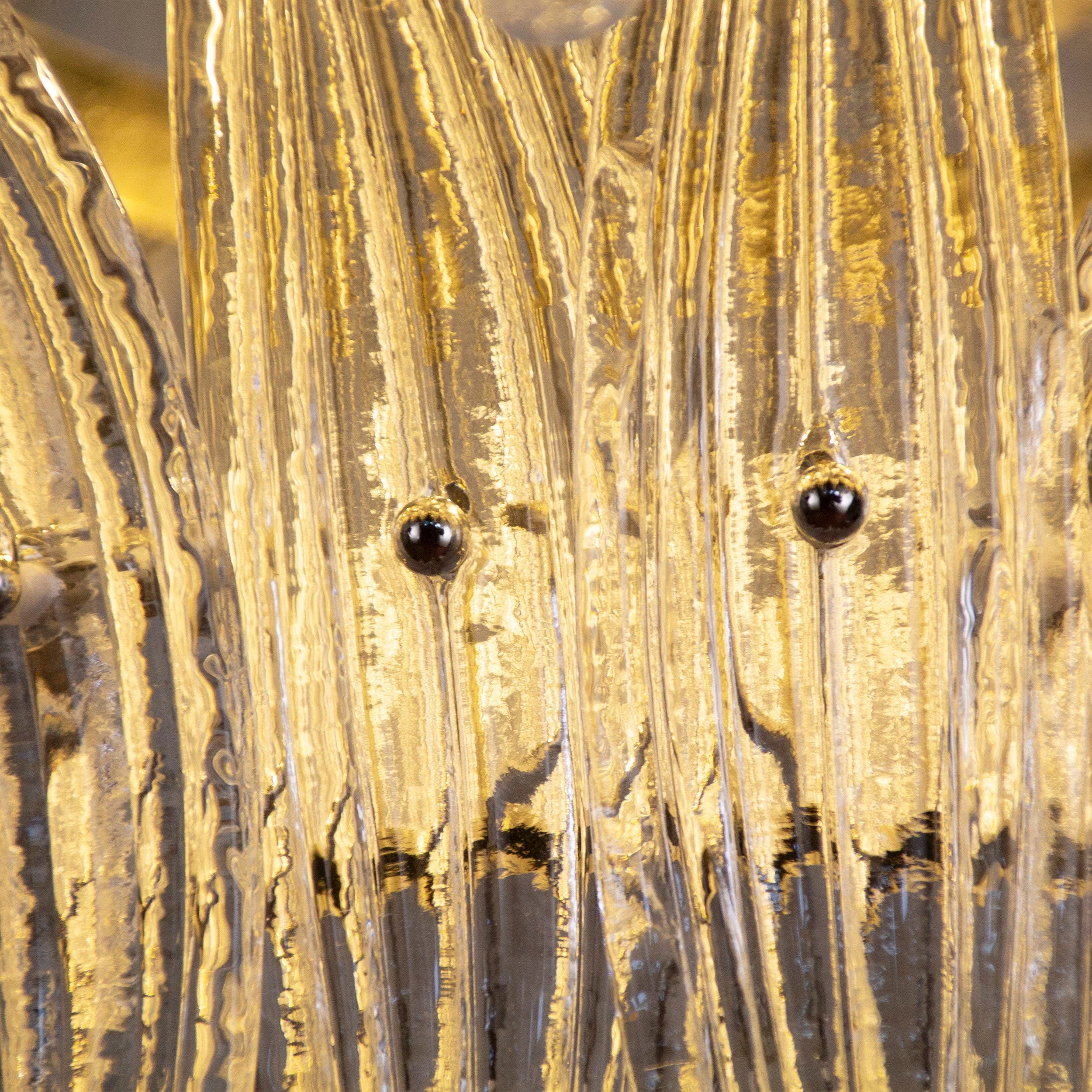 Palm Leaves Murano Transparent Glass Chandelier 35.4"