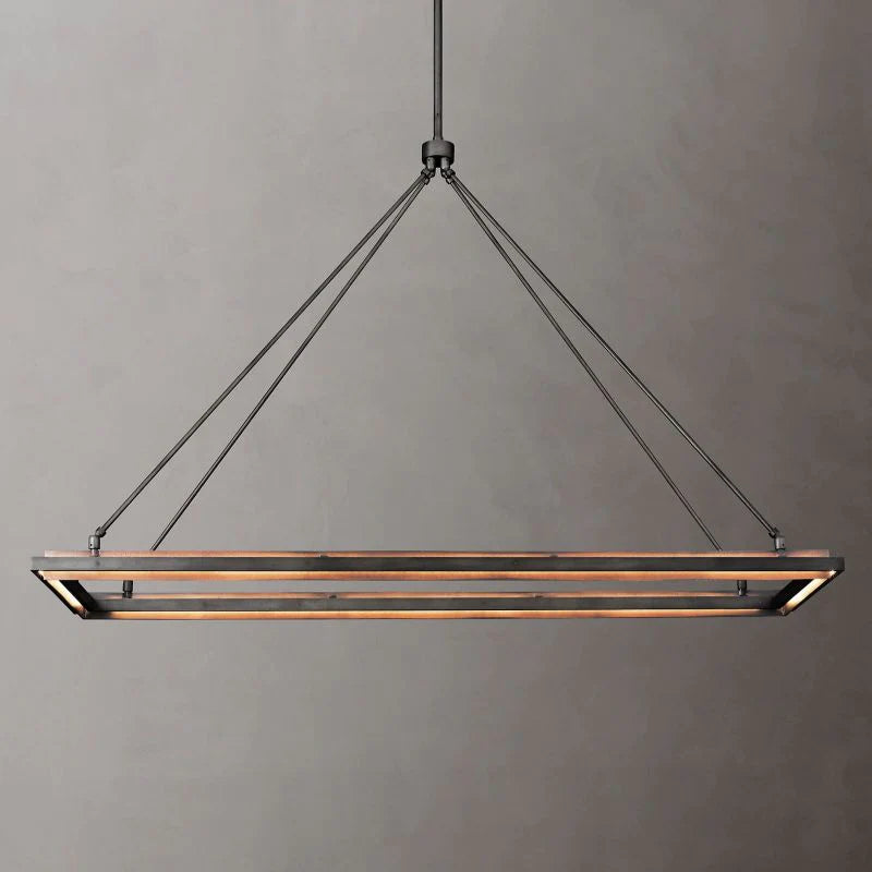 [CARL]Adin Bronze Rectangular Chandelier 48"