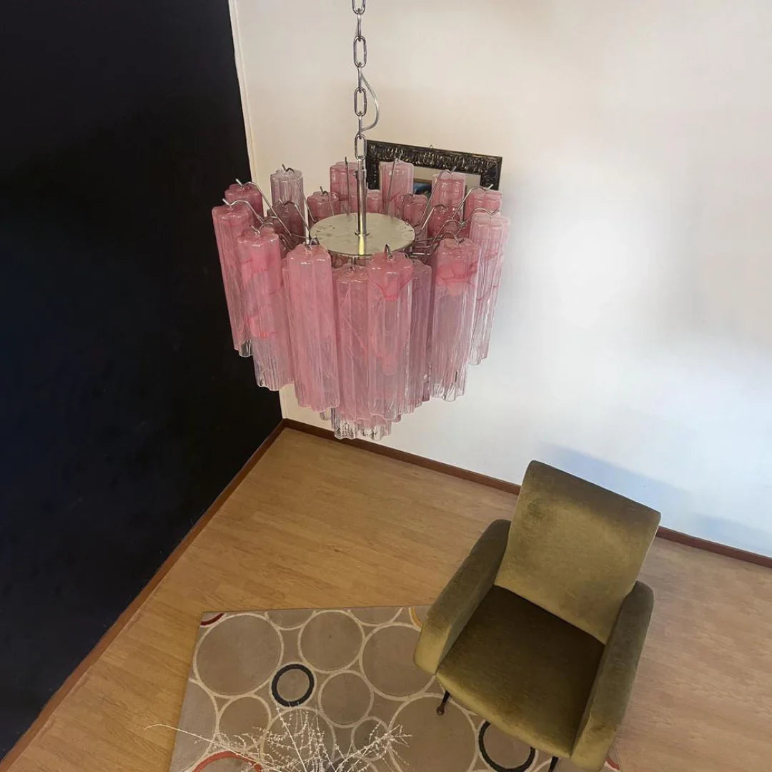 Pink Murano Glass Tronchi Chandelier 22.8"