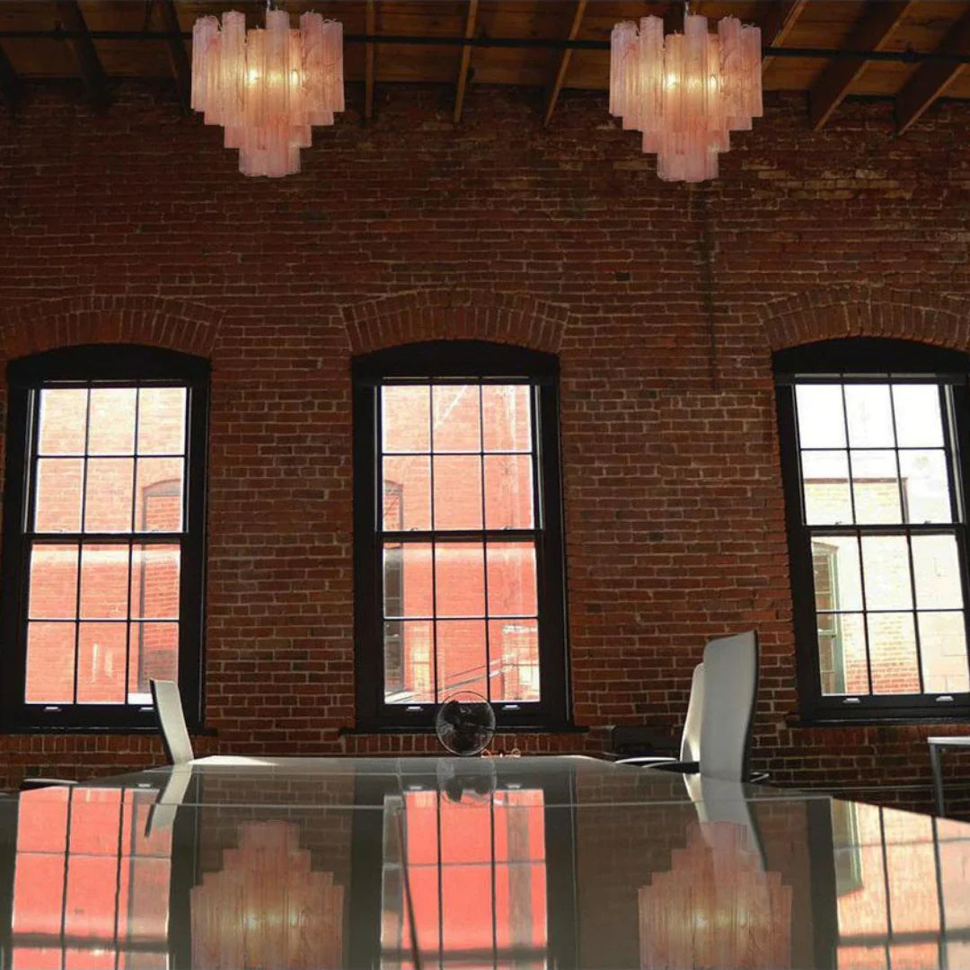 Pink Murano Glass Tronchi Chandelier 22.8"