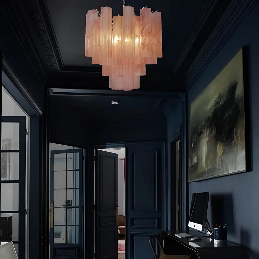 Pink Murano Glass Tronchi Chandelier 22.8"