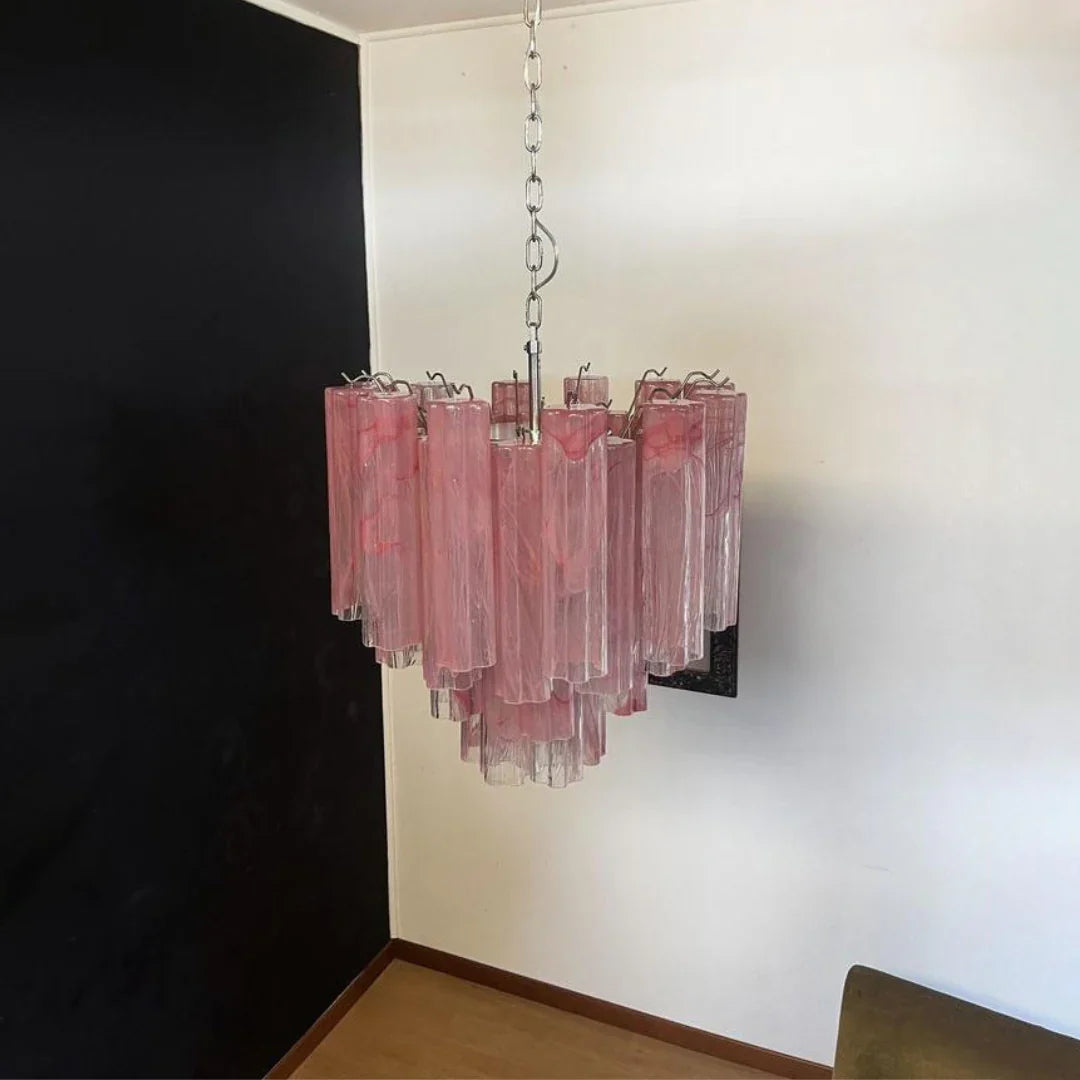 Pink Murano Glass Tronchi Chandelier 22.8"