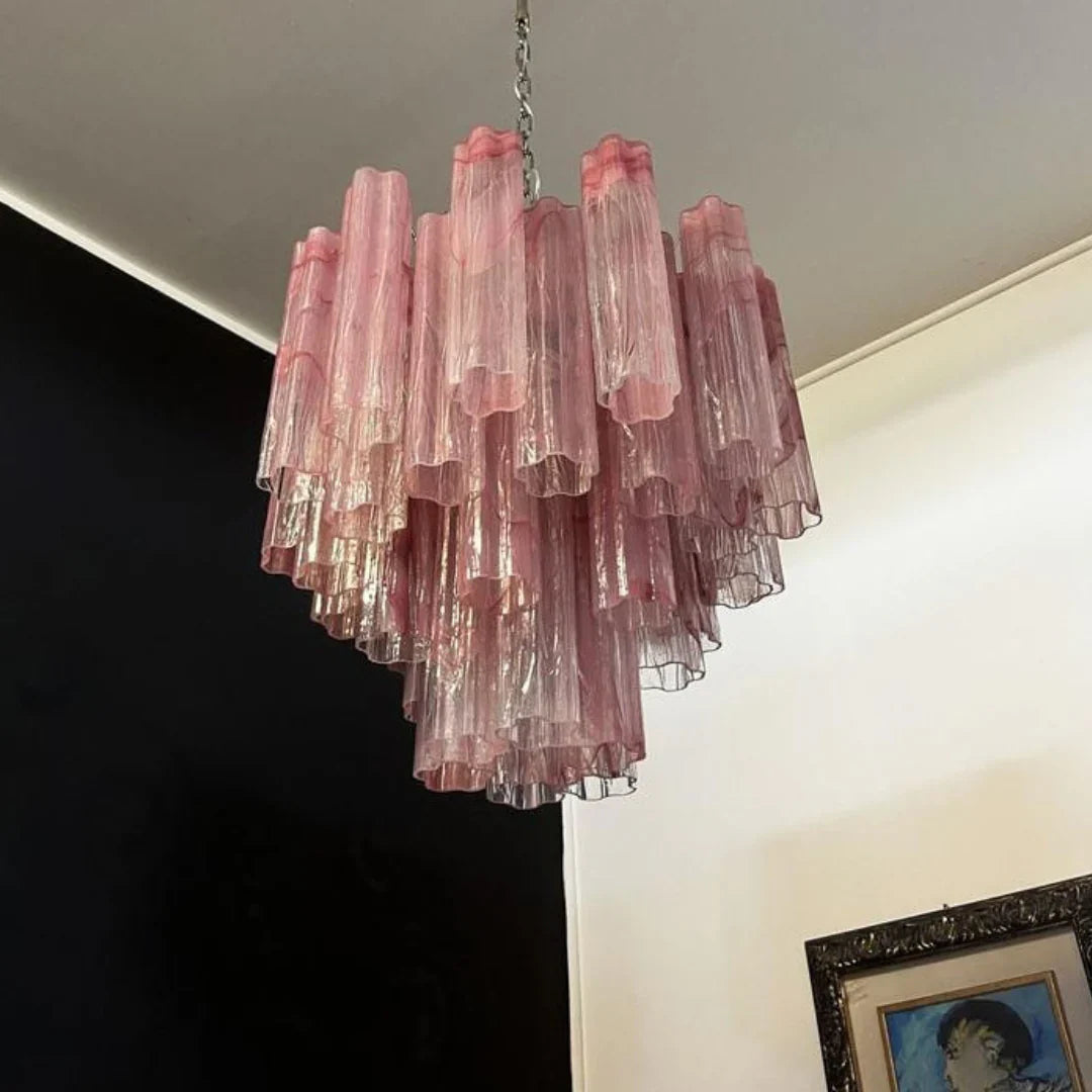 Pink Murano Glass Tronchi Chandelier 22.8"