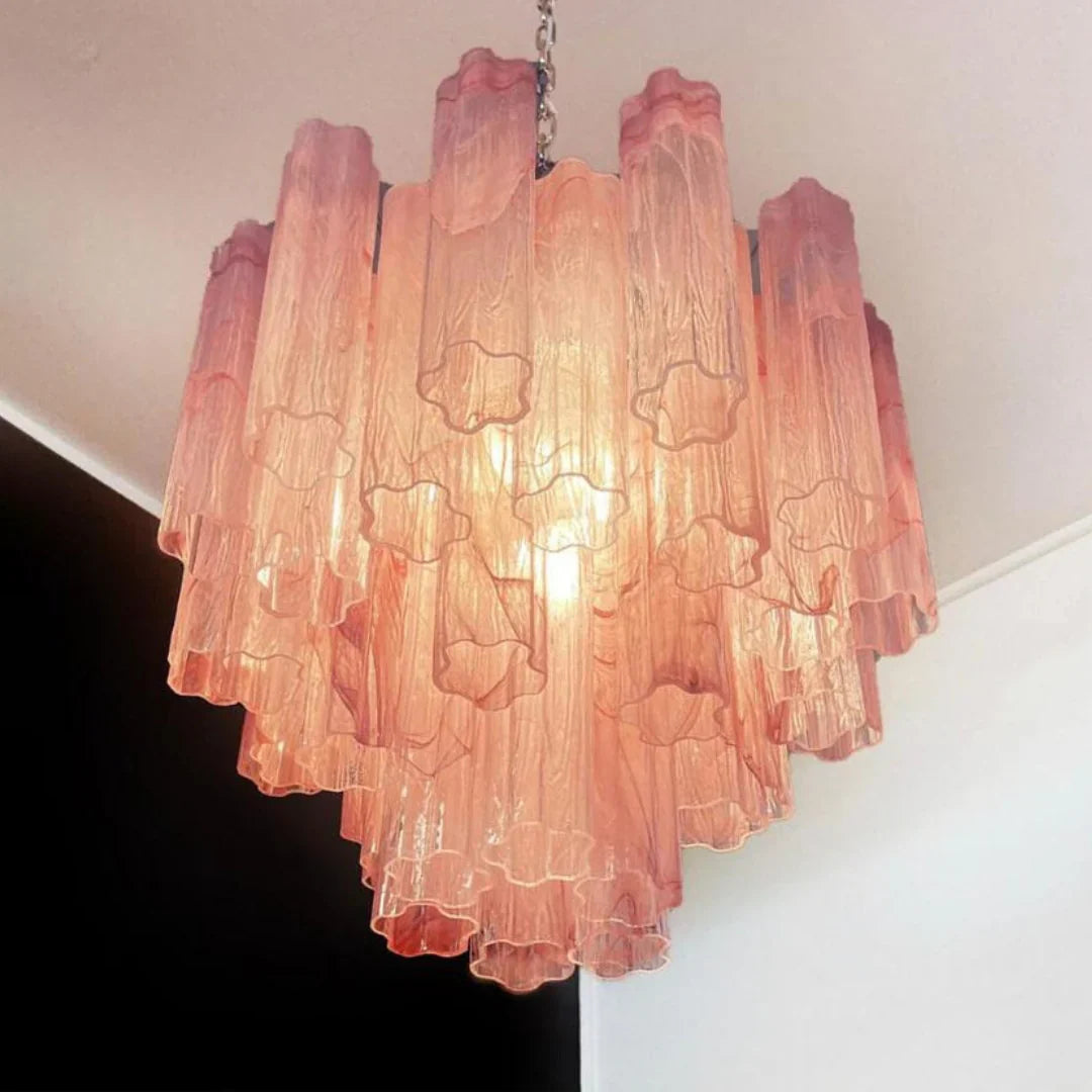 Pink Murano Glass Tronchi Chandelier 22.8"