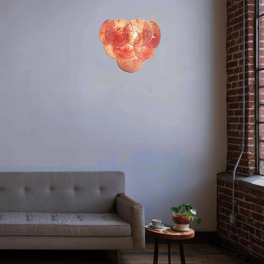 Pink Vintage Murano Glass Wall Lamp 13.4"