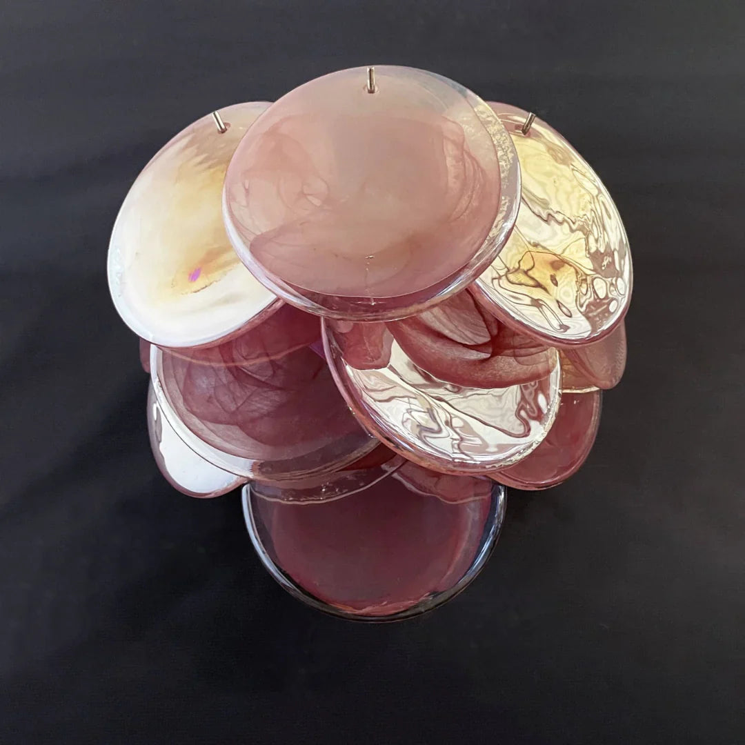 Pink Vintage Murano Glass Wall Lamp 13.4"