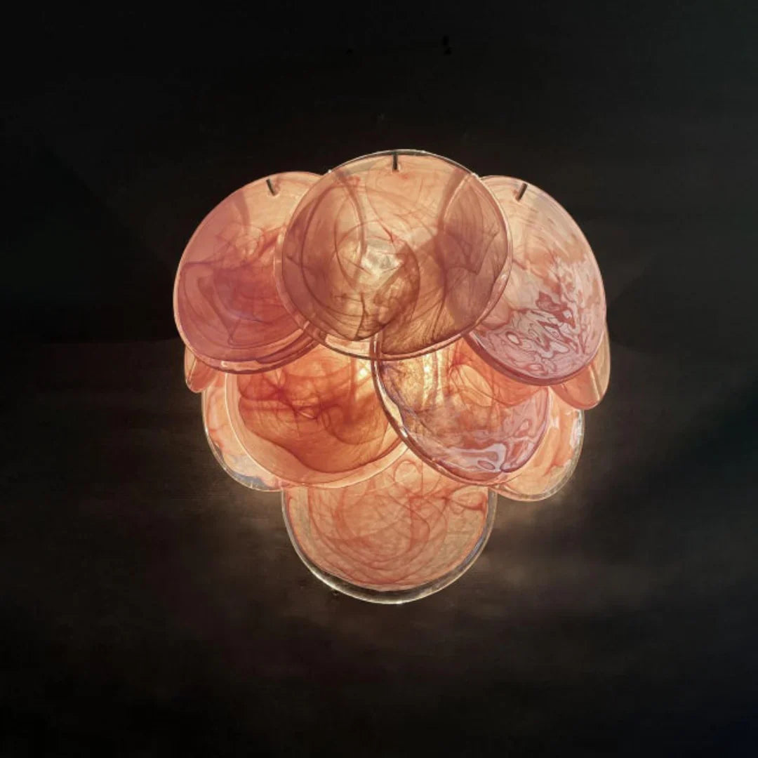 Pink Vintage Murano Glass Wall Lamp 13.4"