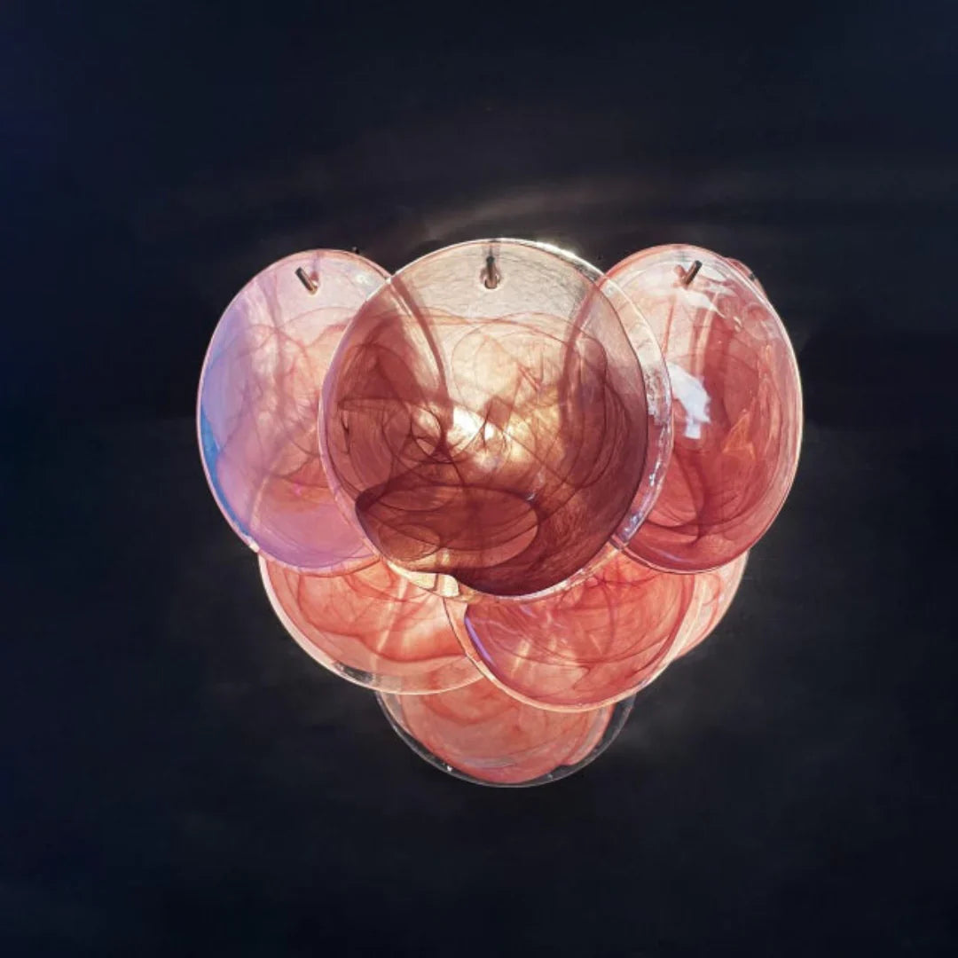 Pink Vintage Murano Glass Wall Lamp 13.4"