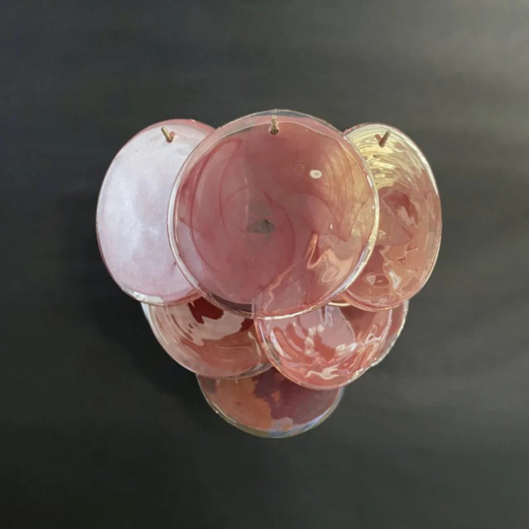 Pink Vintage Murano Glass Wall Lamp 13.4"
