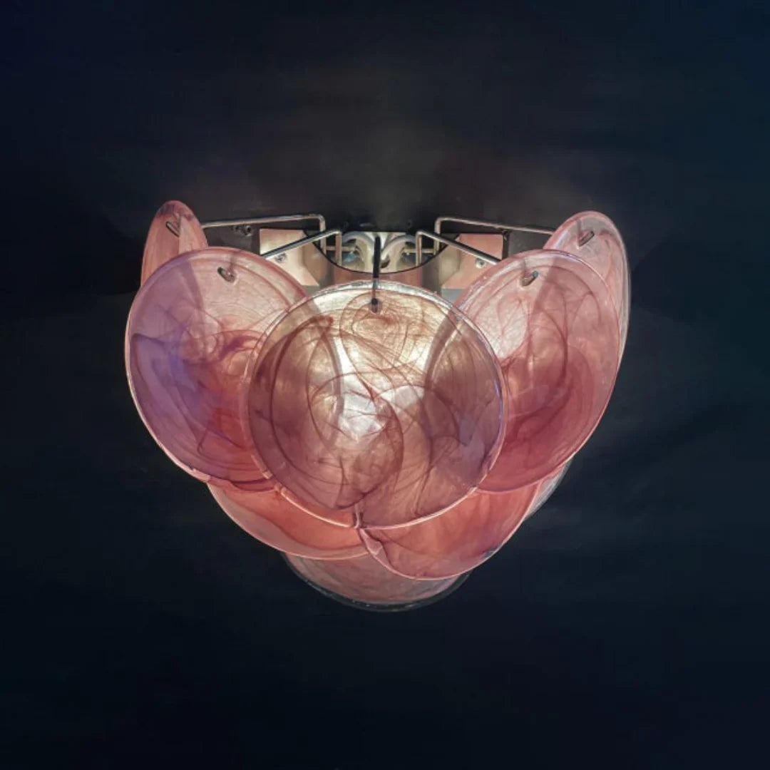 Pink Vintage Murano Glass Wall Lamp 13.4"