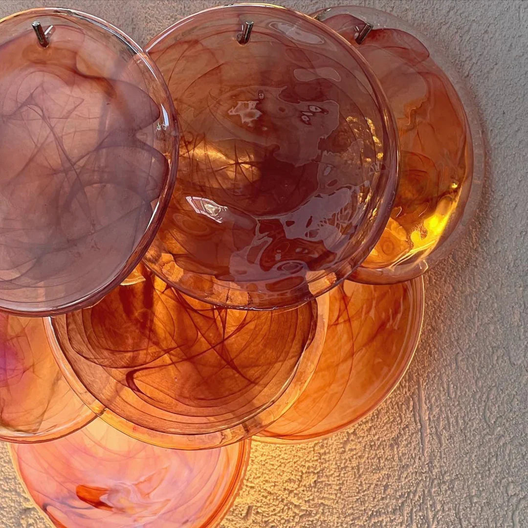 Pink Vintage Murano Glass Wall Lamp 13.4"