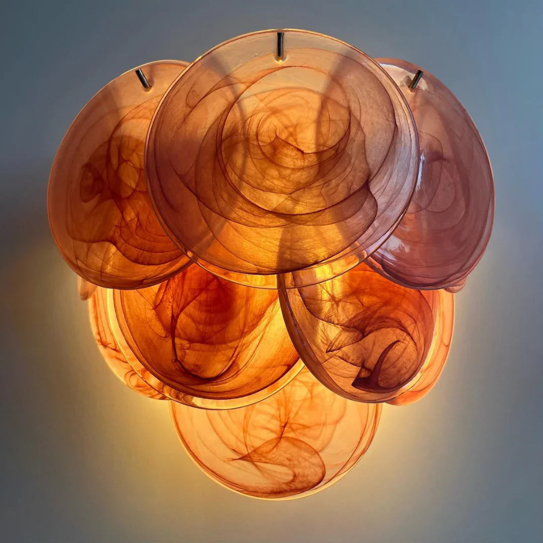 Pink Vintage Murano Glass Wall Lamp 13.4"