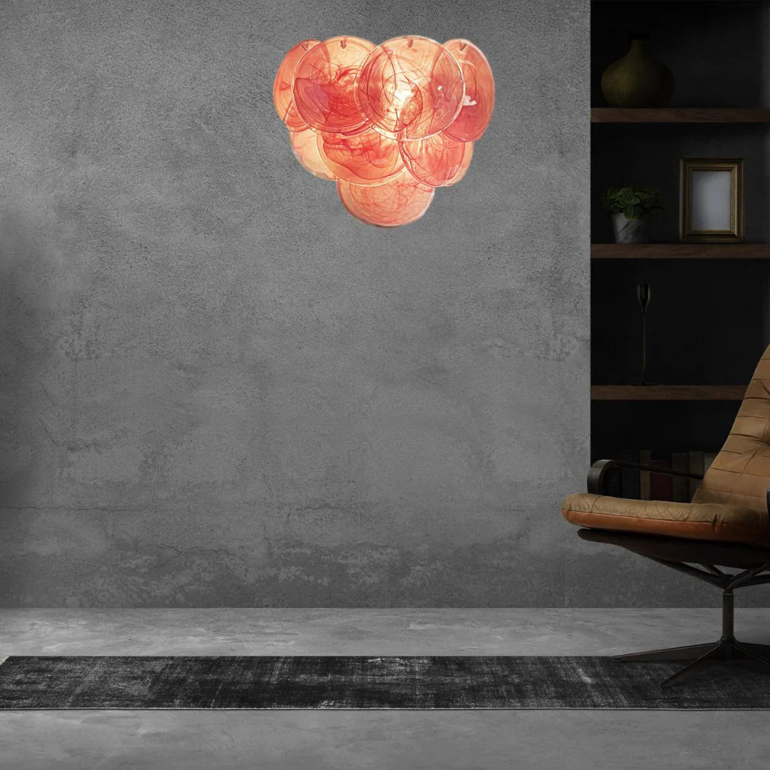 Pink Vintage Murano Glass Wall Lamp 13.4"