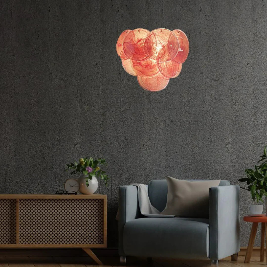 Pink Vintage Murano Glass Wall Lamp 13.4"