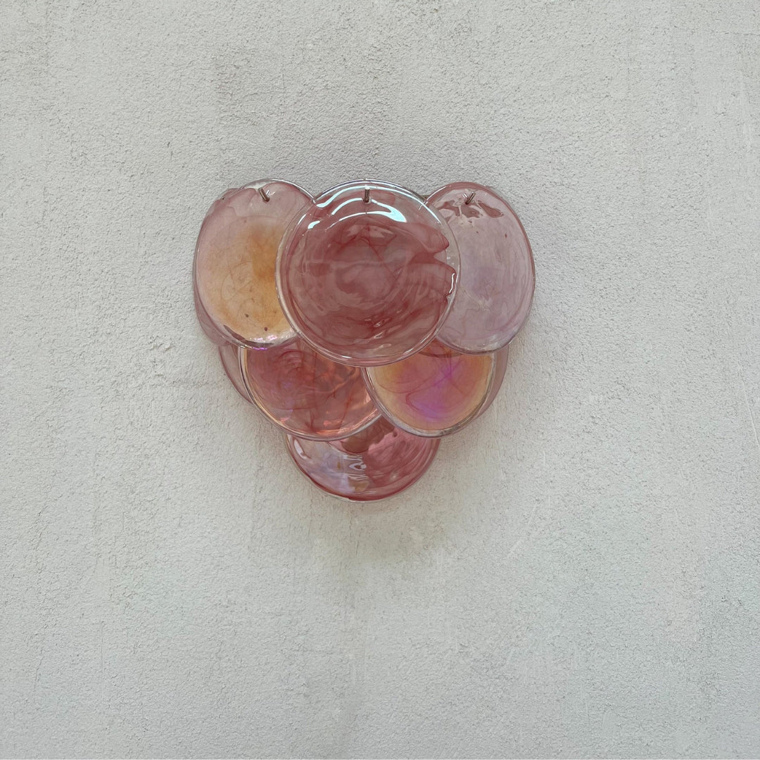 Pink Vintage Murano Glass Wall Lamp 13.4"